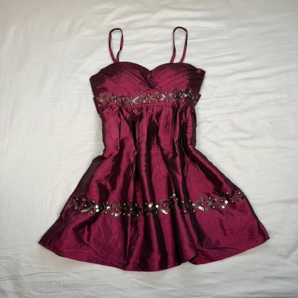 Dead stock y2k Angie maroon sequin fairy mini dress whimsygoth indie
